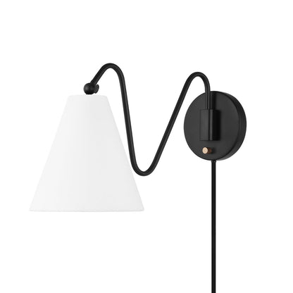 Mitzi by Hudson Valley Lighting Onda 1-Light Plug-In Wall Sconce in Soft Black