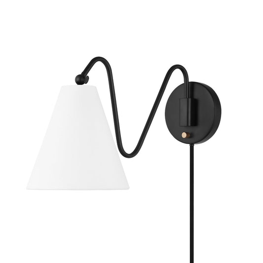 Mitzi by Hudson Valley Lighting Onda 1-Light Plug-In Wall Sconce in Soft Black