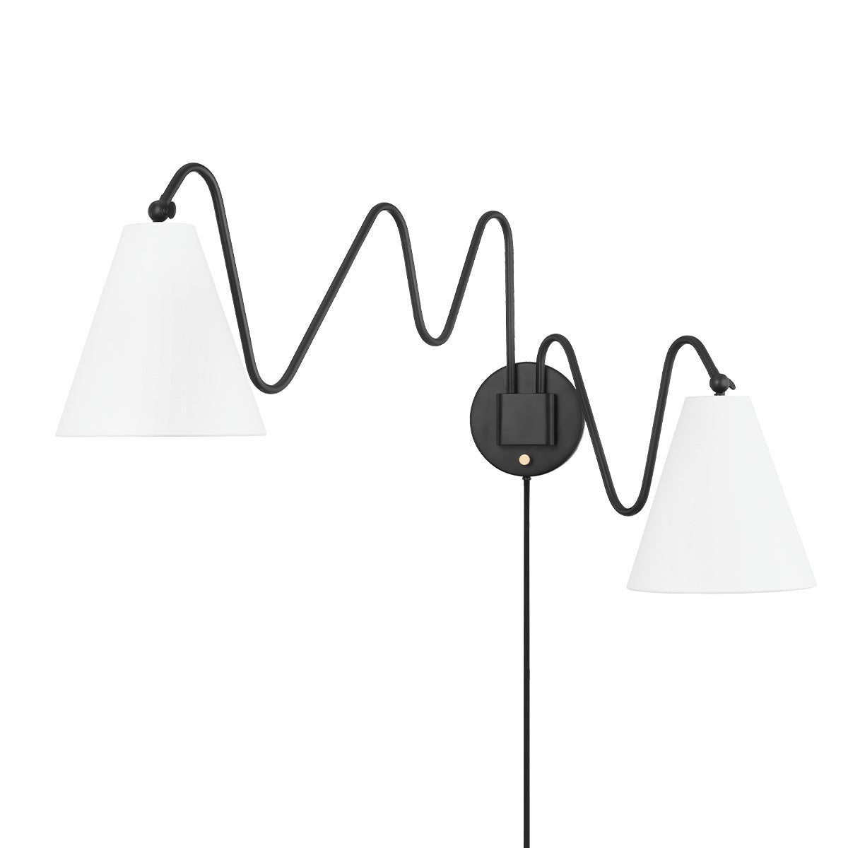 Mitzi by Hudson Valley Lighting Onda 2-Light Plug-In Wall Sconce in Soft Black
