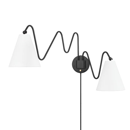 Mitzi by Hudson Valley Lighting Onda 2-Light Plug-In Wall Sconce in Soft Black