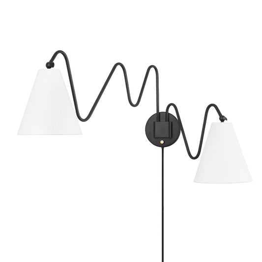 Mitzi by Hudson Valley Lighting Onda 2-Light Plug-In Wall Sconce in Soft Black