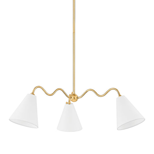 Mitzi by Hudson Valley Lighting Onda 3-Light Chandelier in Aged Brass