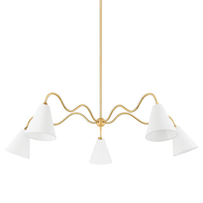 Mitzi by Hudson Valley Lighting Onda 5-Light Chandelier in Aged Brass