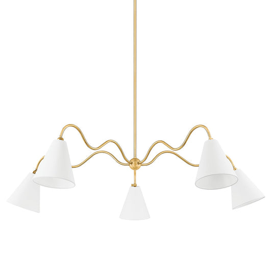 Mitzi by Hudson Valley Lighting Onda 5-Light Chandelier in Aged Brass