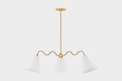 Mitzi by Hudson Valley Lighting Onda 3-Light Chandelier in Aged Brass, detail view 1