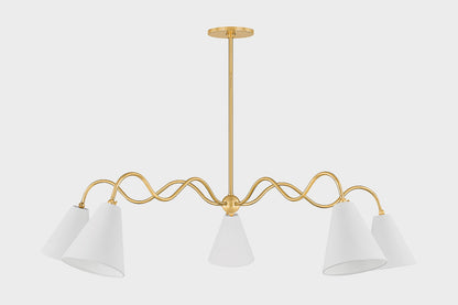 Mitzi by Hudson Valley Lighting Onda 5-Light Chandelier in Aged Brass, detail view 1