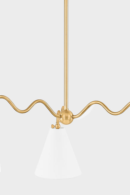 Mitzi by Hudson Valley Lighting Onda 3-Light Chandelier in Aged Brass, detail view 2