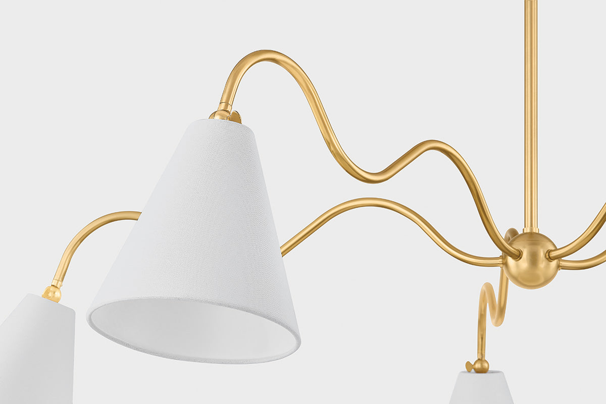 Mitzi by Hudson Valley Lighting Onda 5-Light Chandelier in Aged Brass, detail view 2