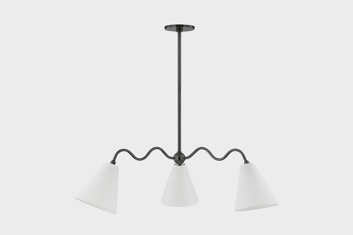 Mitzi by Hudson Valley Lighting Onda 3-Light Chandelier in Old Bronze, detail view 1