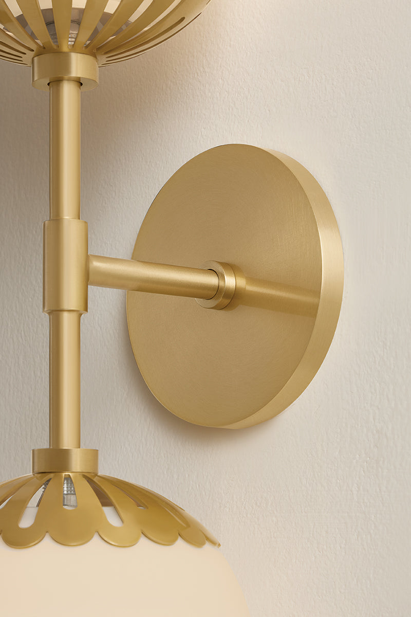 Mitzi by Hudson Valley Lighting Paige Wall Sconce in Aged Brass, detail view 3