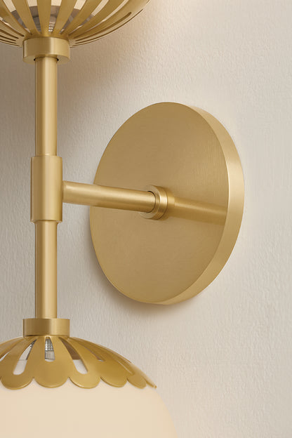 Mitzi by Hudson Valley Lighting Paige Wall Sconce in Aged Brass, detail view 3