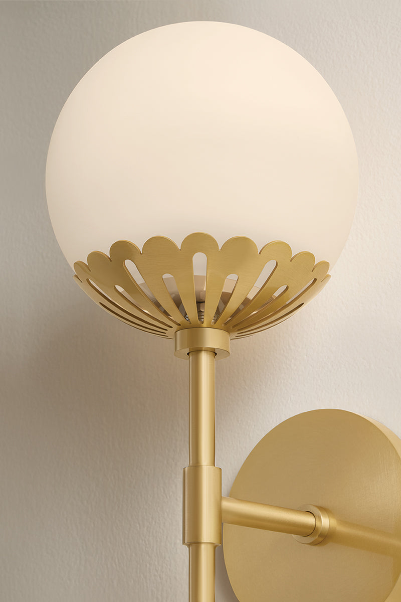 Mitzi by Hudson Valley Lighting Paige Wall Sconce in Aged Brass, detail view 5