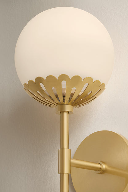 Mitzi by Hudson Valley Lighting Paige Wall Sconce in Aged Brass, detail view 5