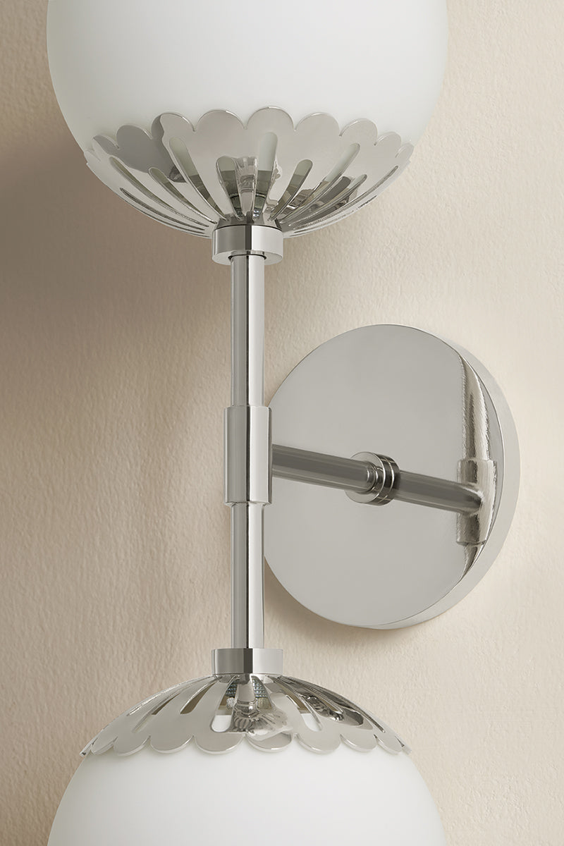 Mitzi by Hudson Valley Lighting Paige Wall Sconce in Polished Nickel, detail view 5