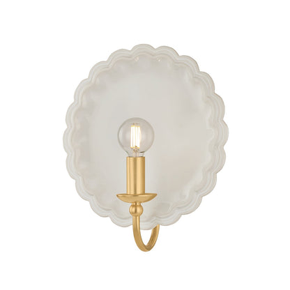 Mitzi by Hudson Valley Lighting Paulette Wall Sconce in Aged Brass / Ceramic Gossamer Ivory
