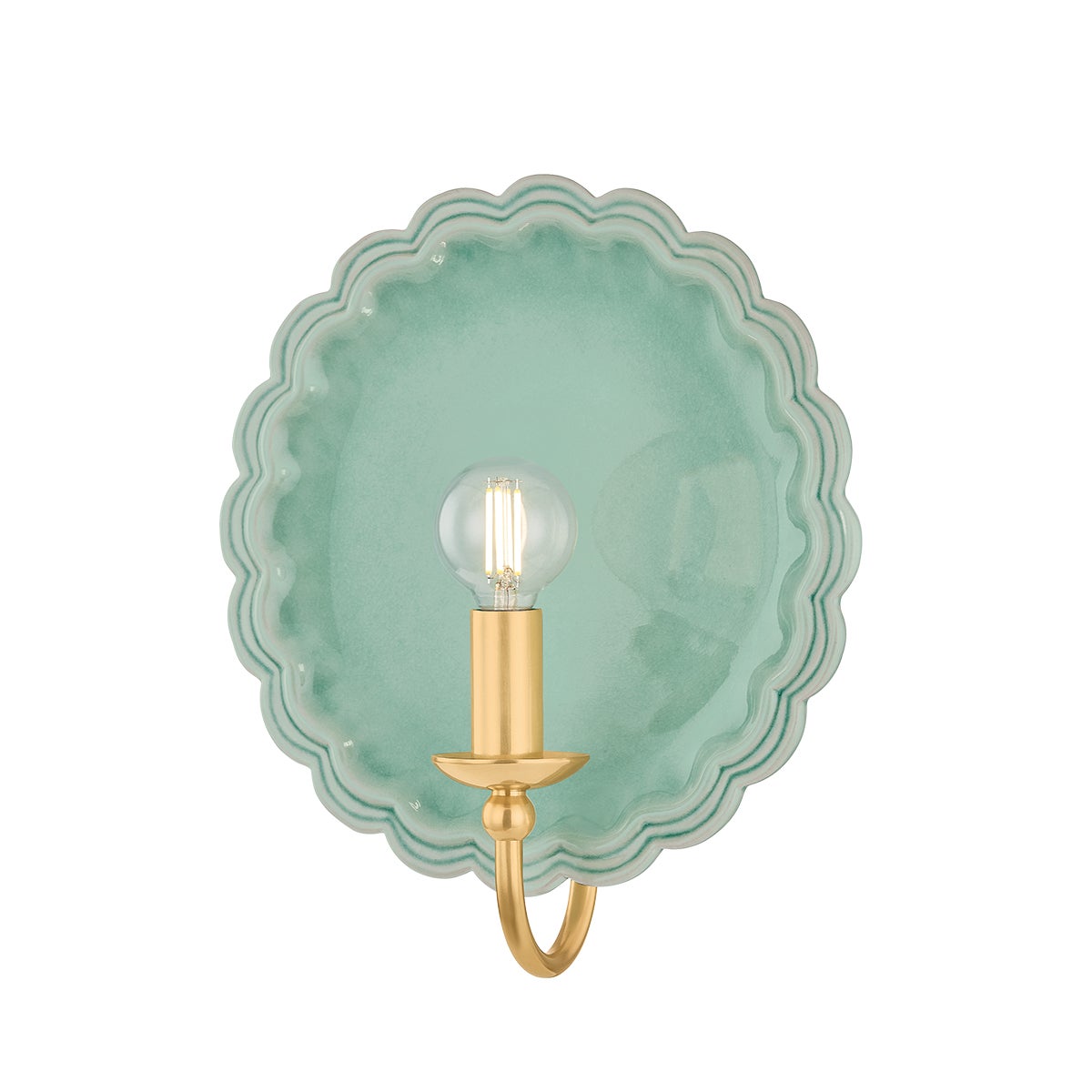 Mitzi by Hudson Valley Lighting Paulette Wall Sconce in Aged Brass / Ceramic Moss Crackle