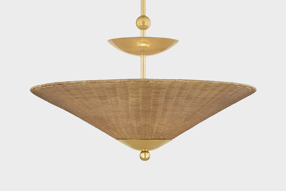 Mitzi by Hudson Valley Lighting Perilla Pendant in Aged Brass, detail view 2