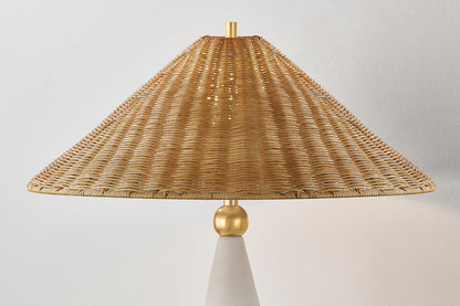 Mitzi by Hudson Valley Lighting Perilla Table Lamp in Aged Brass / Ceramic Windswept White, detail view 2