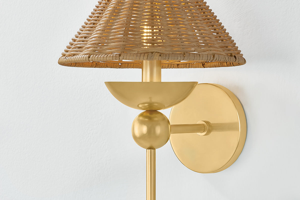 Mitzi by Hudson Valley Lighting Perilla Wall Sconce in Aged Brass, detail view 2