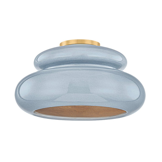 Mitzi by Hudson Valley Lighting Pia Flush Mount in Aged Brass / Ceramic Chateau Crackle