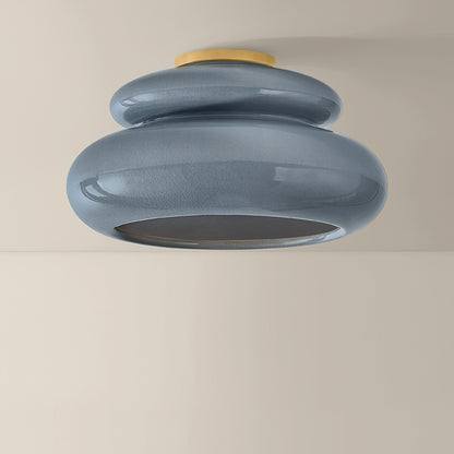 Mitzi by Hudson Valley Lighting Pia Flush Mount in Aged Brass / Ceramic Chateau Crackle, detail view 1