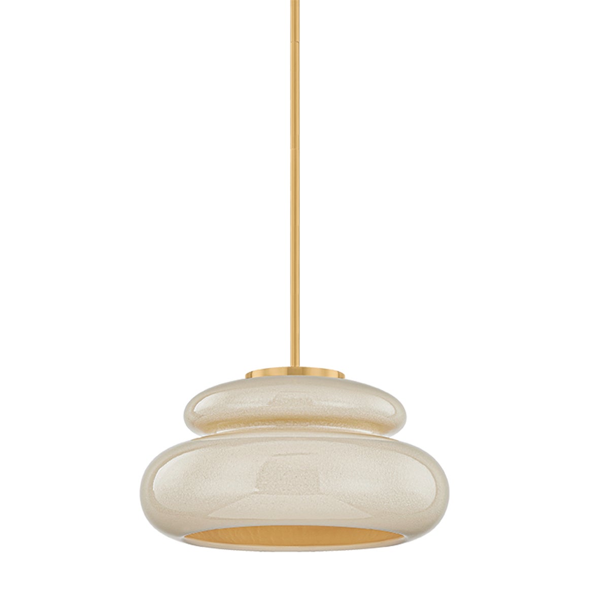 Mitzi by Hudson Valley Lighting Pia Pendant in Aged Brass / Ceramic Butter Crackle