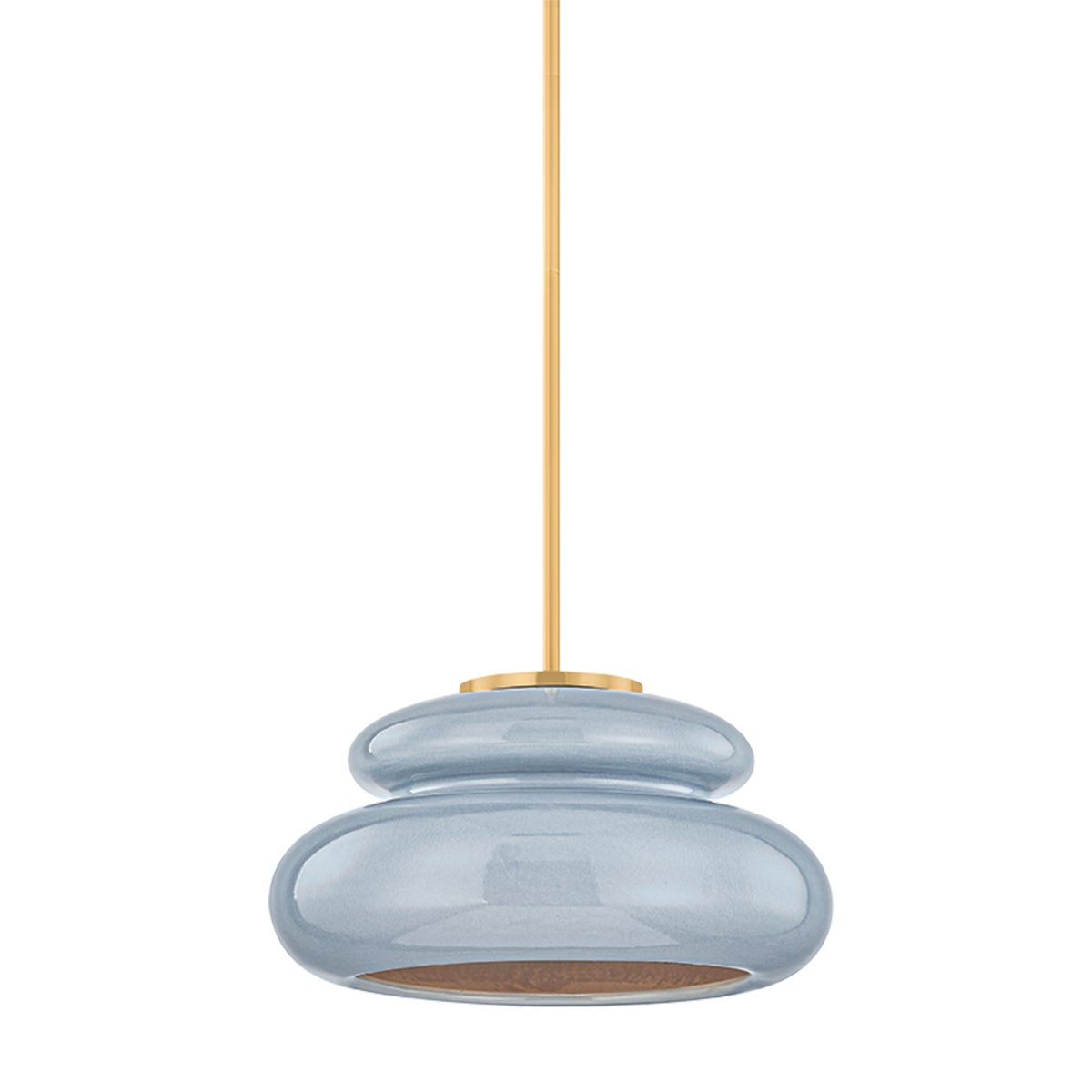 Mitzi by Hudson Valley Lighting Pia Pendant in Aged Brass / Ceramic Chateau Crackle