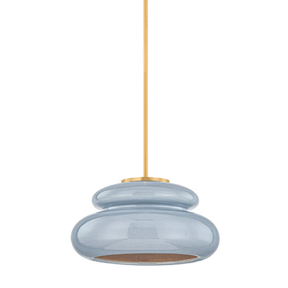 Mitzi by Hudson Valley Lighting Pia Pendant in Aged Brass / Ceramic Chateau Crackle