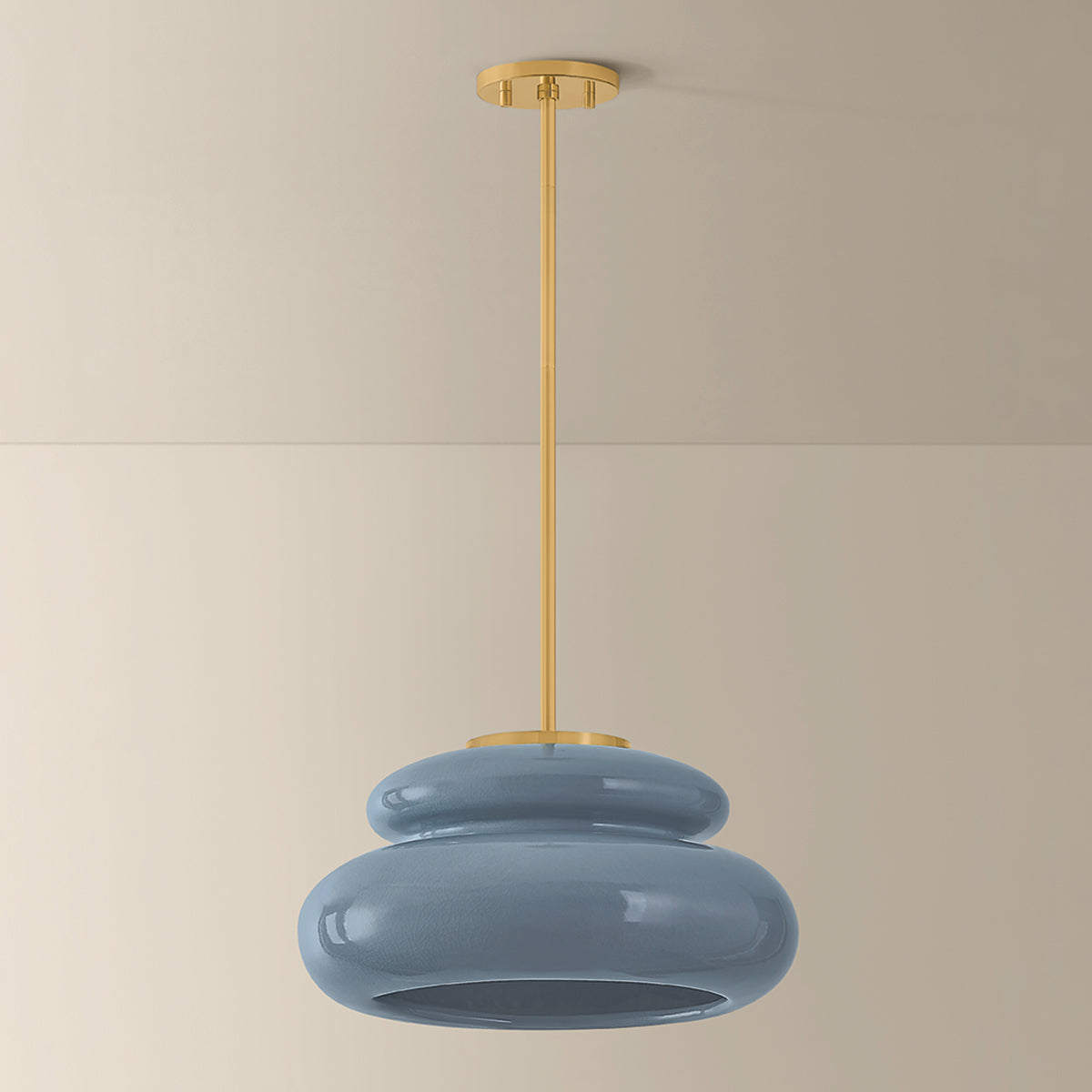 Mitzi by Hudson Valley Lighting Pia Pendant in Aged Brass / Ceramic Chateau Crackle, detail view 2