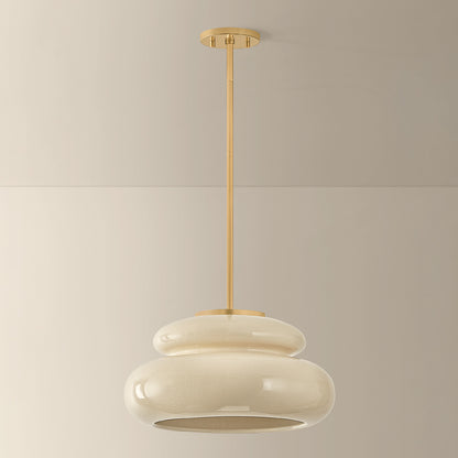 Mitzi by Hudson Valley Lighting Pia Pendant in Aged Brass / Ceramic Butter Crackle, detail view 3