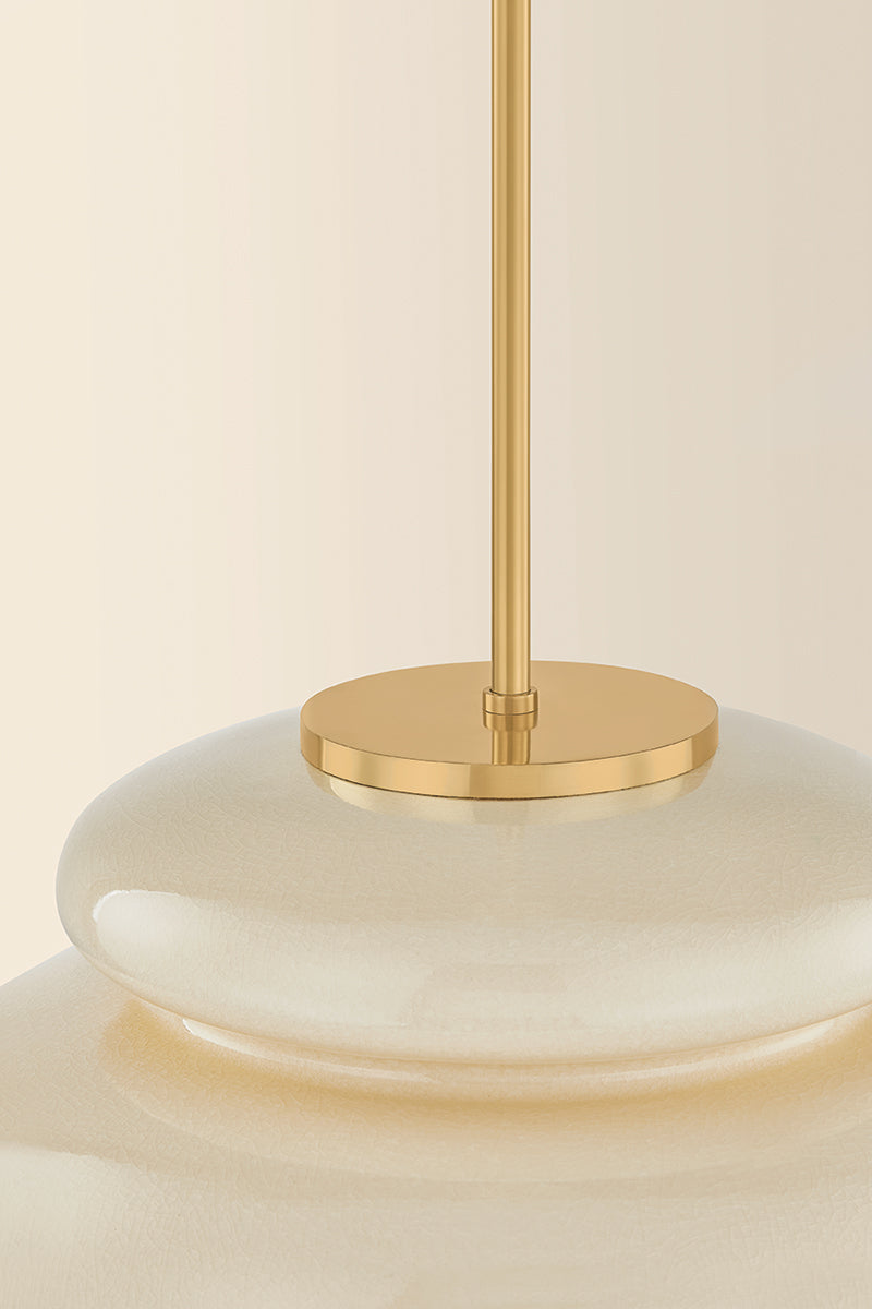 Mitzi by Hudson Valley Lighting Pia Pendant in Aged Brass / Ceramic Butter Crackle, detail view 4