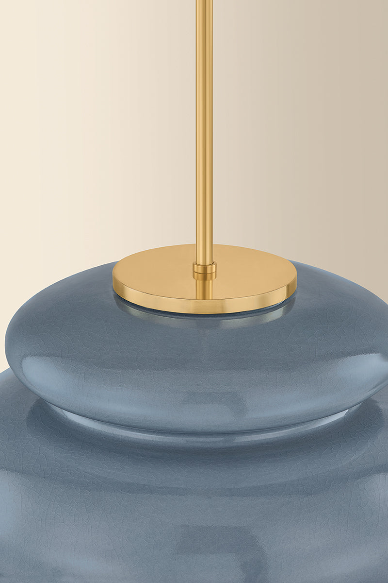 Mitzi by Hudson Valley Lighting Pia Pendant in Aged Brass / Ceramic Chateau Crackle, detail view 4