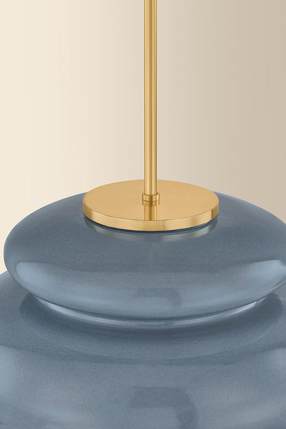 Mitzi by Hudson Valley Lighting Pia Pendant in Aged Brass / Ceramic Chateau Crackle, detail view 4