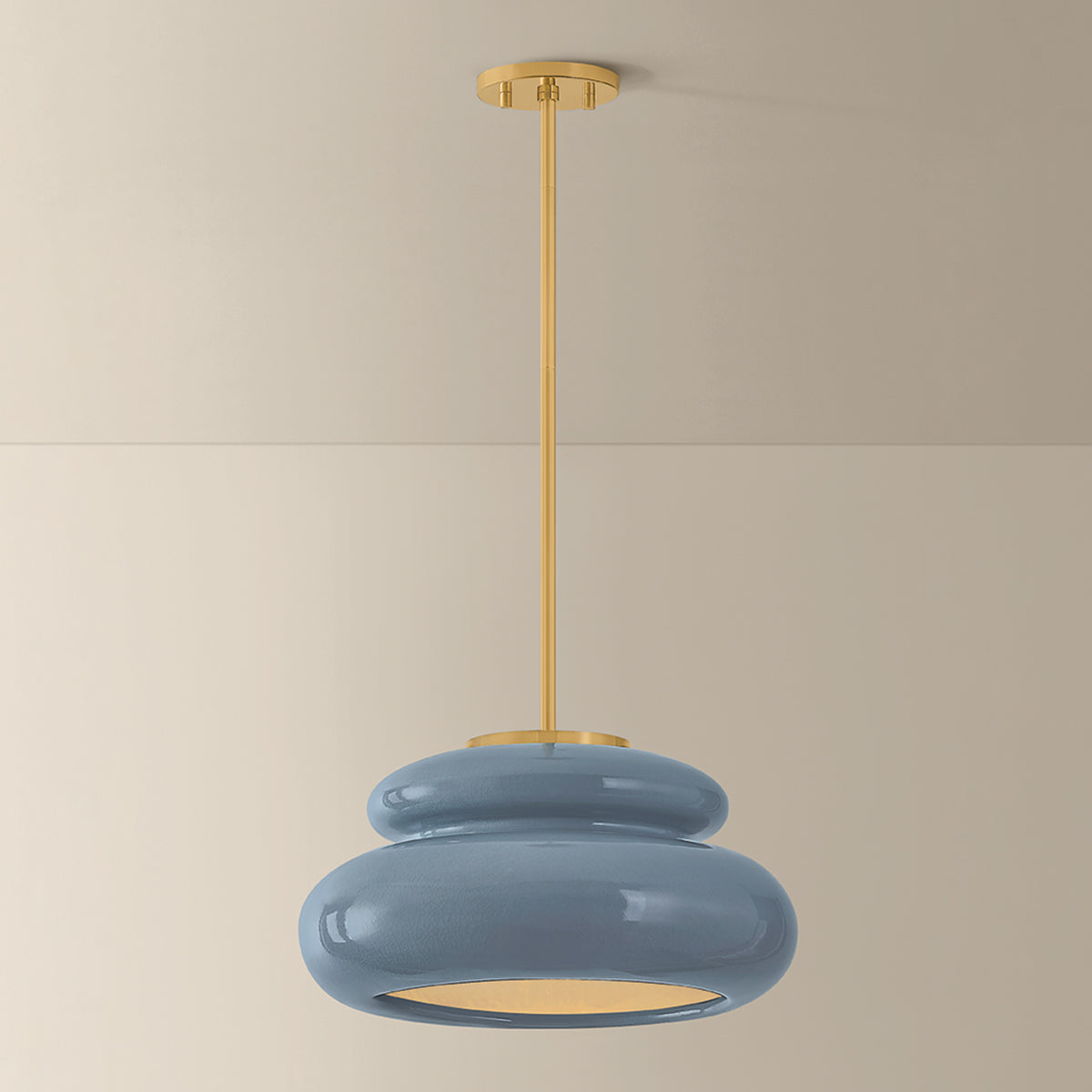 Mitzi by Hudson Valley Lighting Pia Pendant in Aged Brass / Ceramic Chateau Crackle, detail view 5