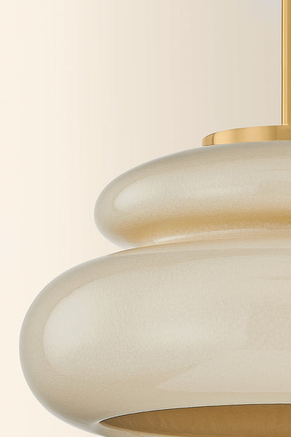 Mitzi by Hudson Valley Lighting Pia Pendant in Aged Brass / Ceramic Butter Crackle, detail view 6