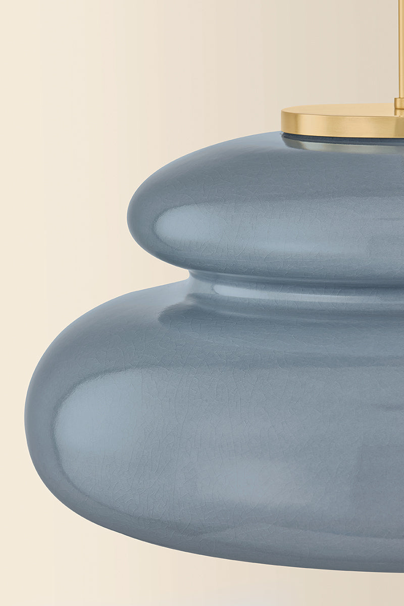 Mitzi by Hudson Valley Lighting Pia Pendant in Aged Brass / Ceramic Chateau Crackle, detail view 6