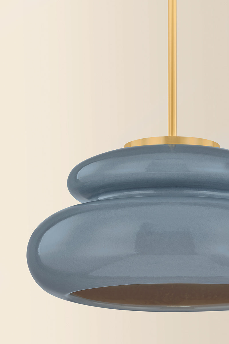 Mitzi by Hudson Valley Lighting Pia Pendant in Aged Brass / Ceramic Chateau Crackle, detail view 7