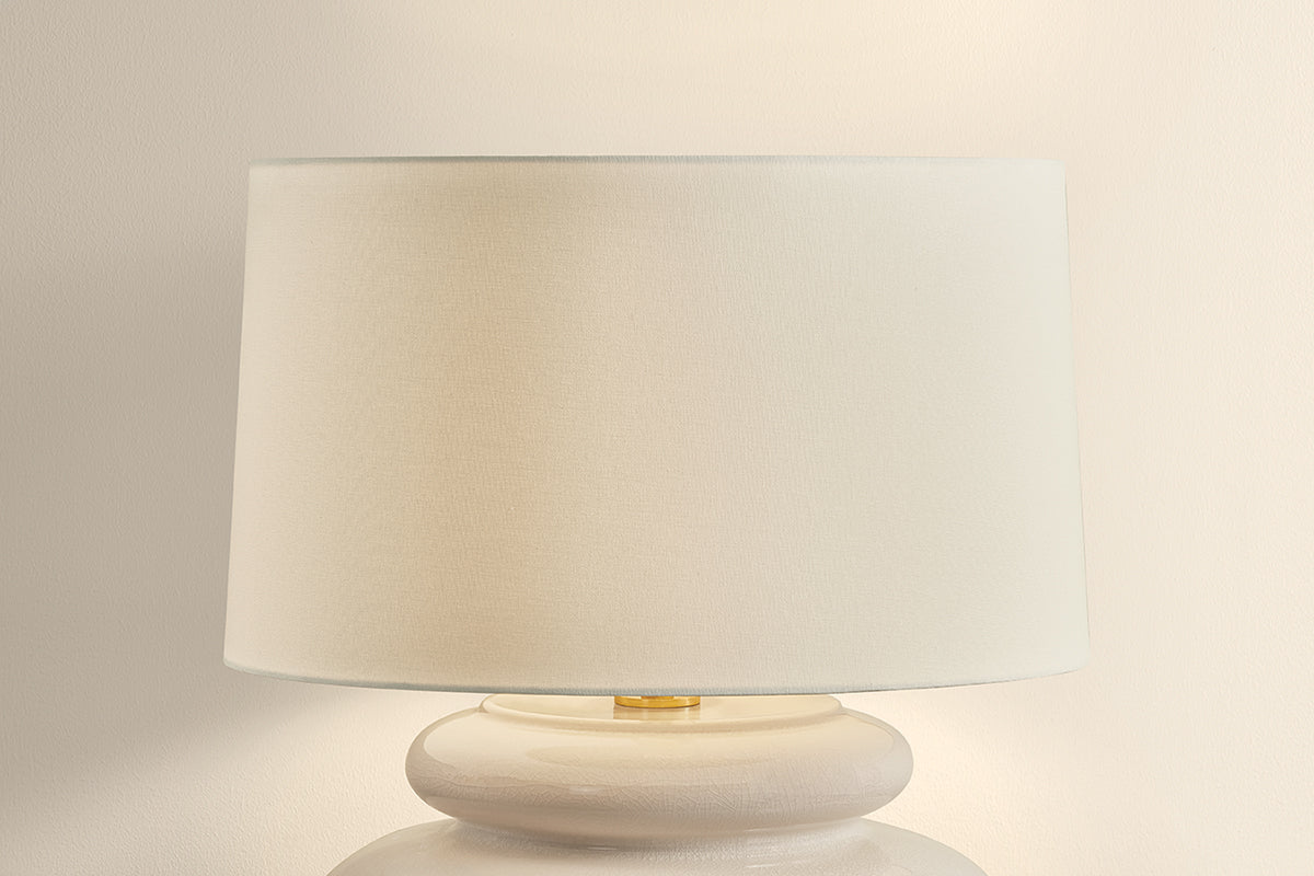 Mitzi by Hudson Valley Lighting Pia Table Lamp in Aged Brass / Ceramic Butter Crackle, detail view 1