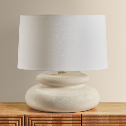 Mitzi by Hudson Valley Lighting Pia Table Lamp in Aged Brass / Ceramic Butter Crackle, detail view 2
