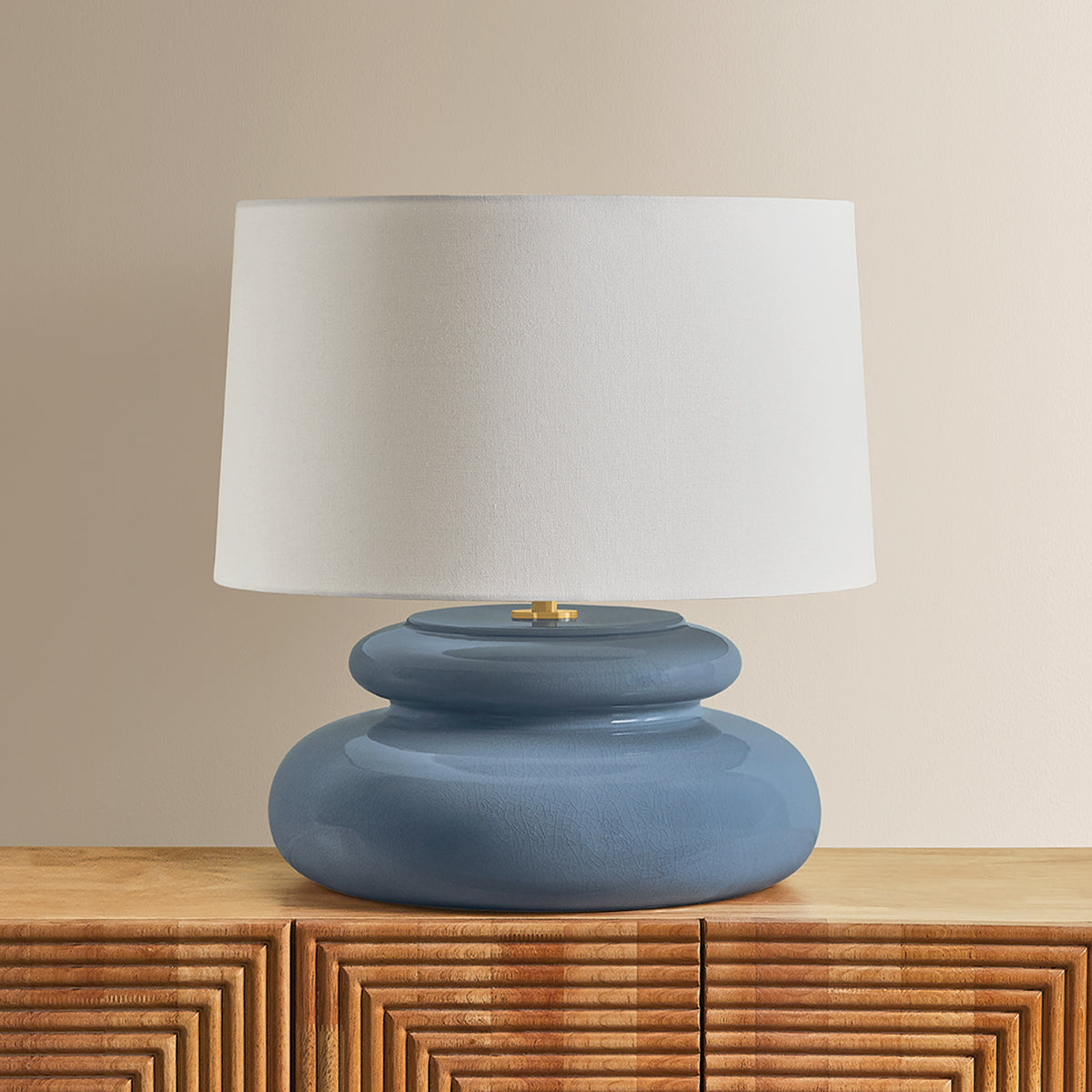 Mitzi by Hudson Valley Lighting Pia Table Lamp in Aged Brass / Ceramic Chateau Crackle, detail view 2
