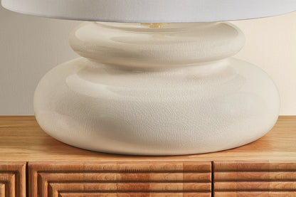 Mitzi by Hudson Valley Lighting Pia Table Lamp in Aged Brass / Ceramic Butter Crackle, detail view 3