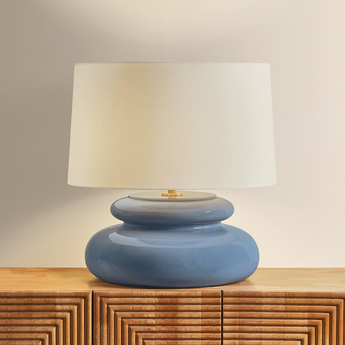 Mitzi by Hudson Valley Lighting Pia Table Lamp in Aged Brass / Ceramic Chateau Crackle, detail view 4