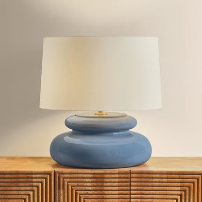 Mitzi by Hudson Valley Lighting Pia Table Lamp in Aged Brass / Ceramic Chateau Crackle, detail view 4