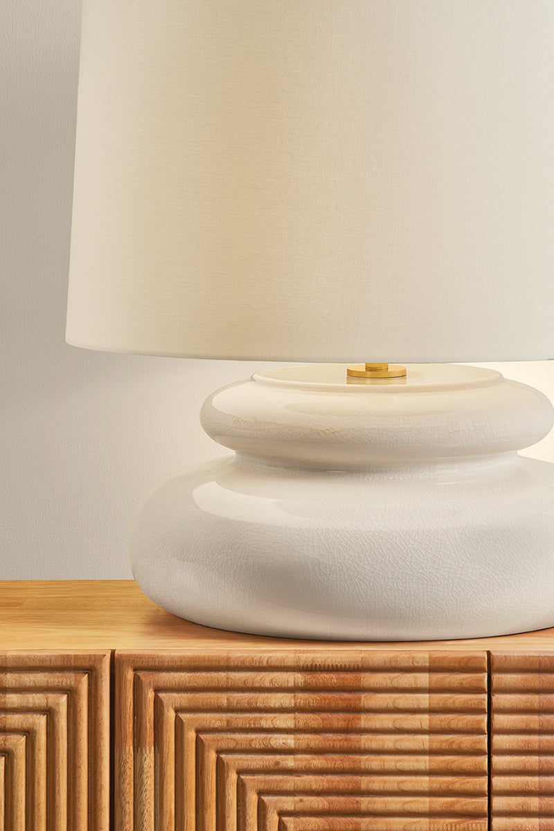 Mitzi by Hudson Valley Lighting Pia Table Lamp in Aged Brass / Ceramic Butter Crackle, detail view 5