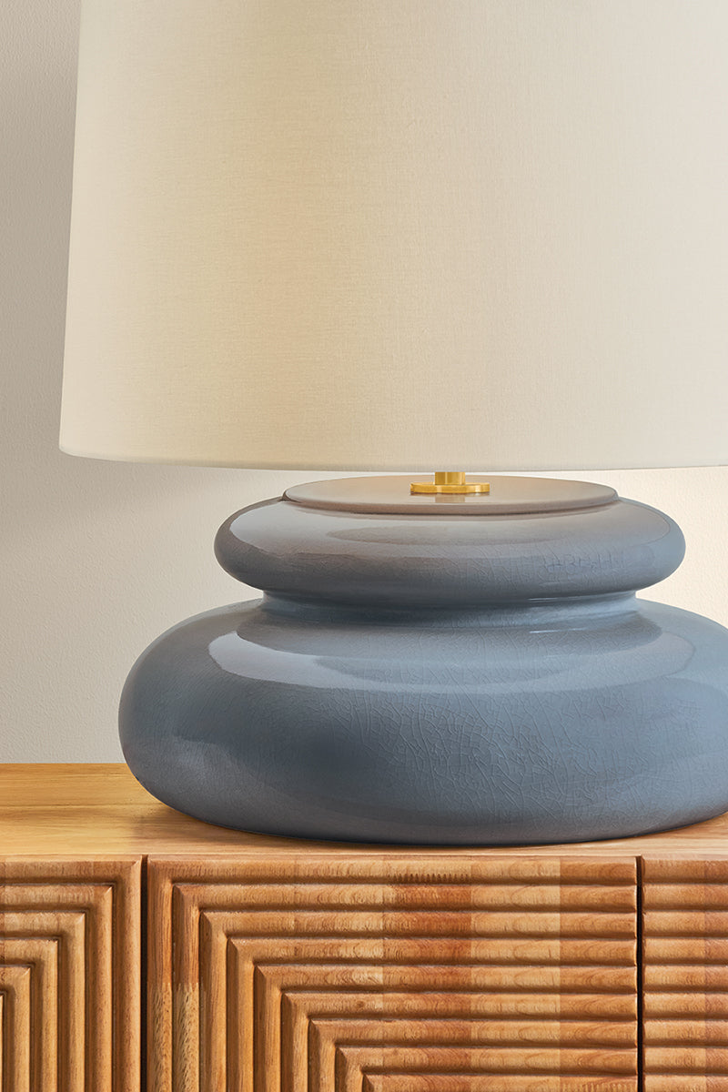Mitzi by Hudson Valley Lighting Pia Table Lamp in Aged Brass / Ceramic Chateau Crackle, detail view 5