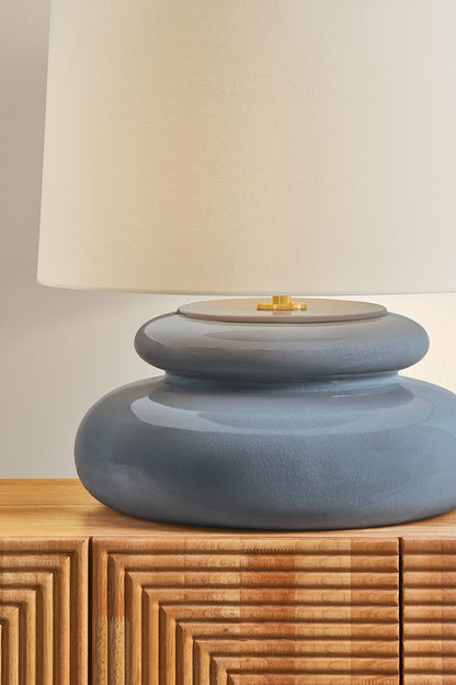 Mitzi by Hudson Valley Lighting Pia Table Lamp in Aged Brass / Ceramic Chateau Crackle, detail view 5