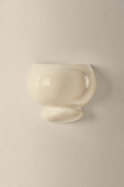 Mitzi by Hudson Valley Lighting Pia Wall Sconce in Aged Brass / Ceramic Butter Crackle, detail view 2