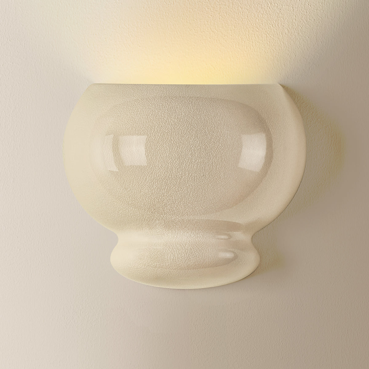 Mitzi by Hudson Valley Lighting Pia Wall Sconce in Aged Brass / Ceramic Butter Crackle, detail view 5