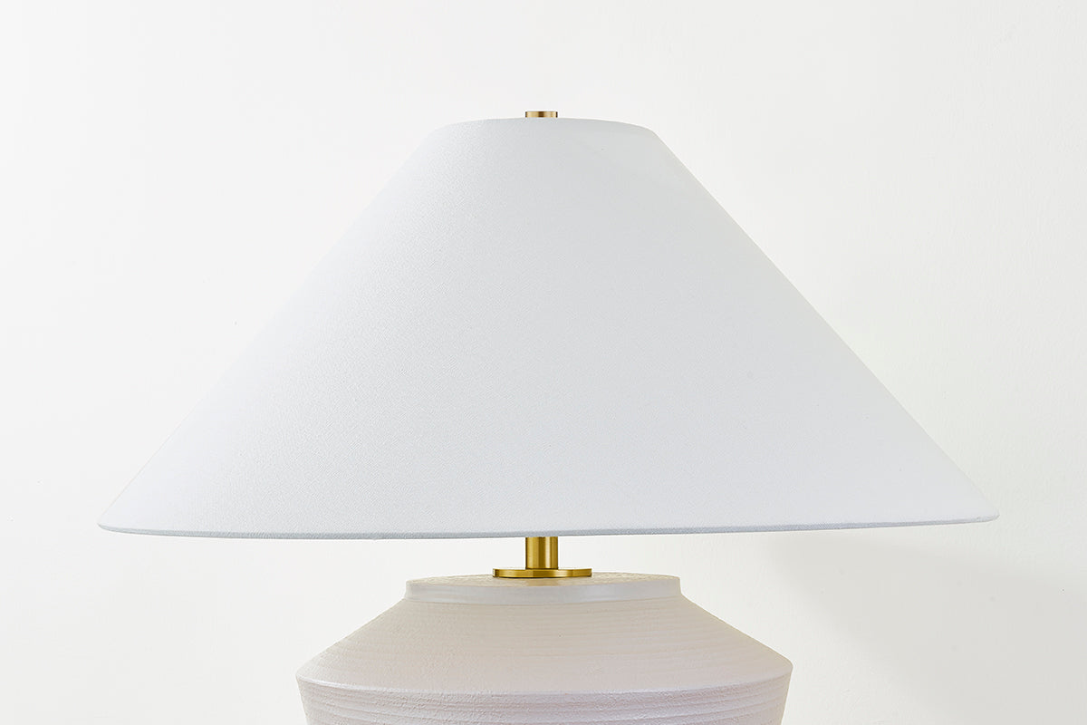 Mitzi by Hudson Valley Lighting Rachie Table Lamp in Aged Brass / Ceramic Whitewash Terracotta, detail view 3