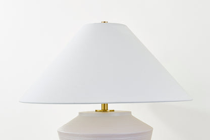 Mitzi by Hudson Valley Lighting Rachie Table Lamp in Aged Brass / Ceramic Whitewash Terracotta, detail view 3
